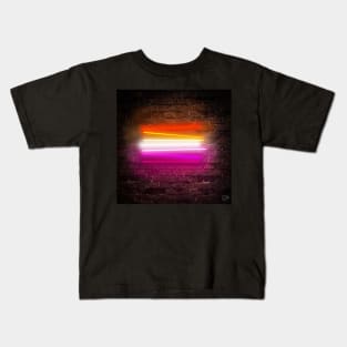 Lesbian Pride Flag in Neon Kids T-Shirt